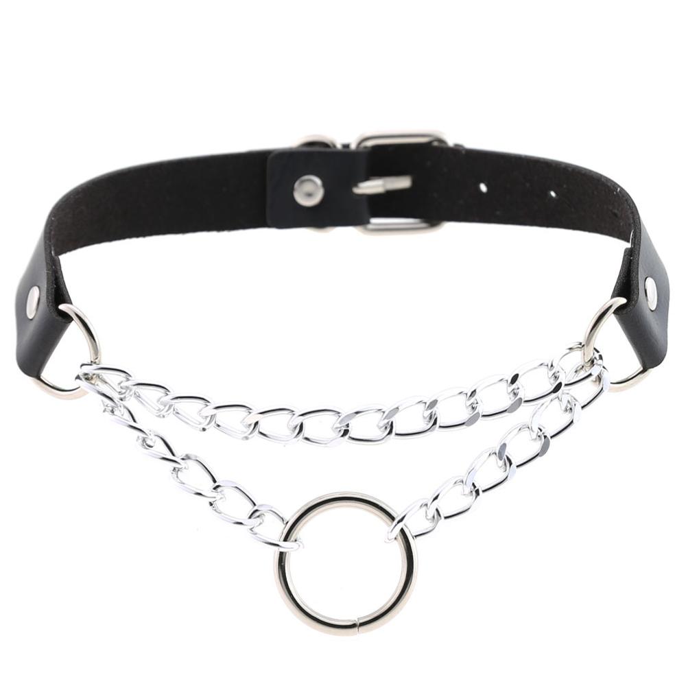Punk Choker Collar for Women Necklace Goth Silver Color Chain Leather Choker Collar Women Chocker Girls Emo Gothic Jewelry