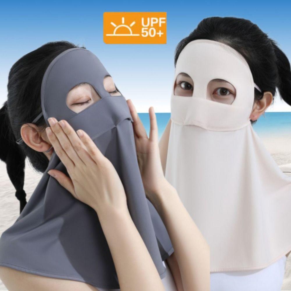 Full Face Sun Protection Mask Ice Silk Sunshade Face Mask Fashion Anti-UV Neck Scarf Outdoor