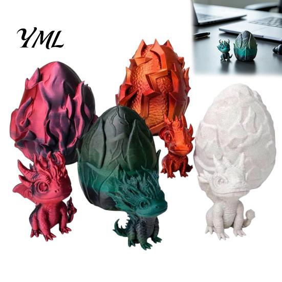 Desktop Dragon Egg with Mini Toy, 3D Printed Miniature Figurine, Decoration for Home Office Model