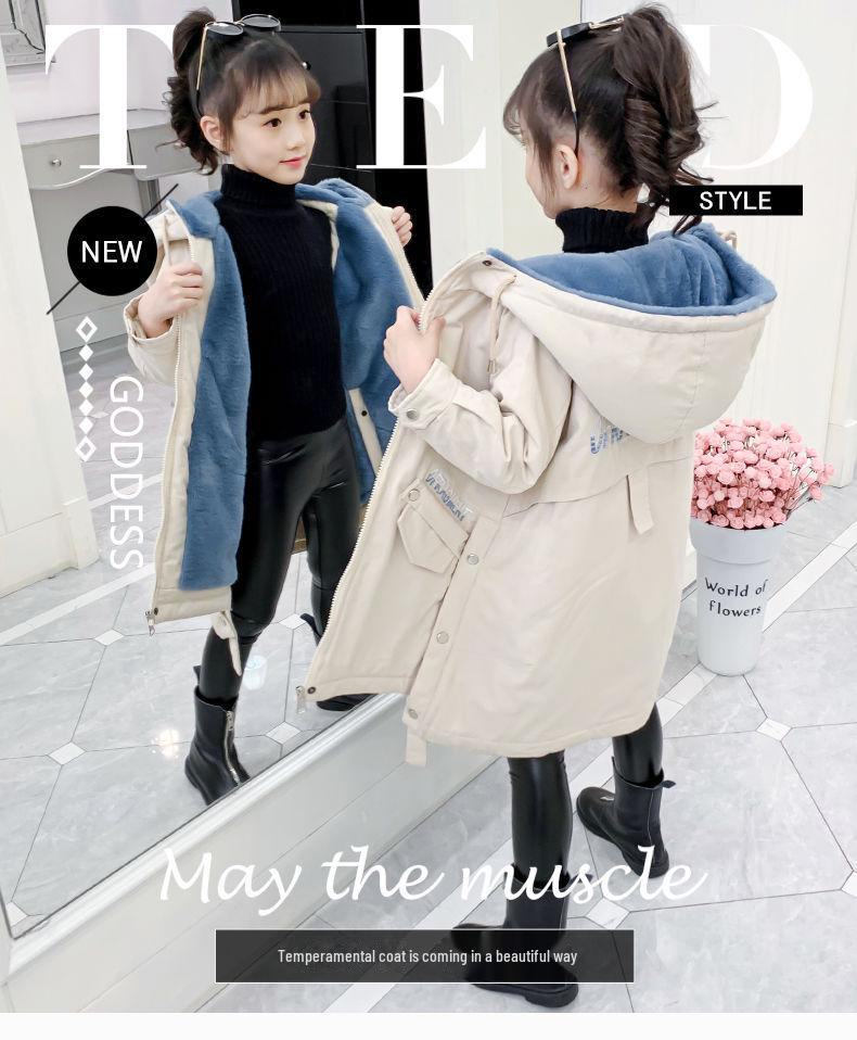 2021 Хлопковая парка в корейском стиле для девочек с бархатной подкладкой – осенне-зимнее пальто для детей