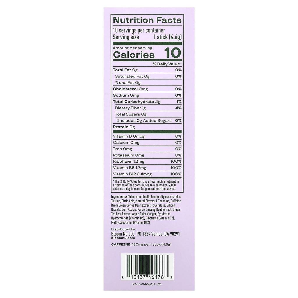 BLOOM Energy Sticks, Peach Mango, 10 Stick Packs, 4.6g (0.16oz) Each