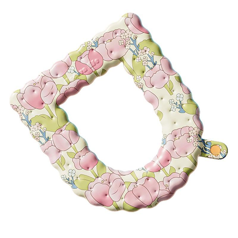 Reusable Washable Toilet Seat Cover With Hook Loop Fastener Seasonal Soft Cushion Pad Home Bathroom