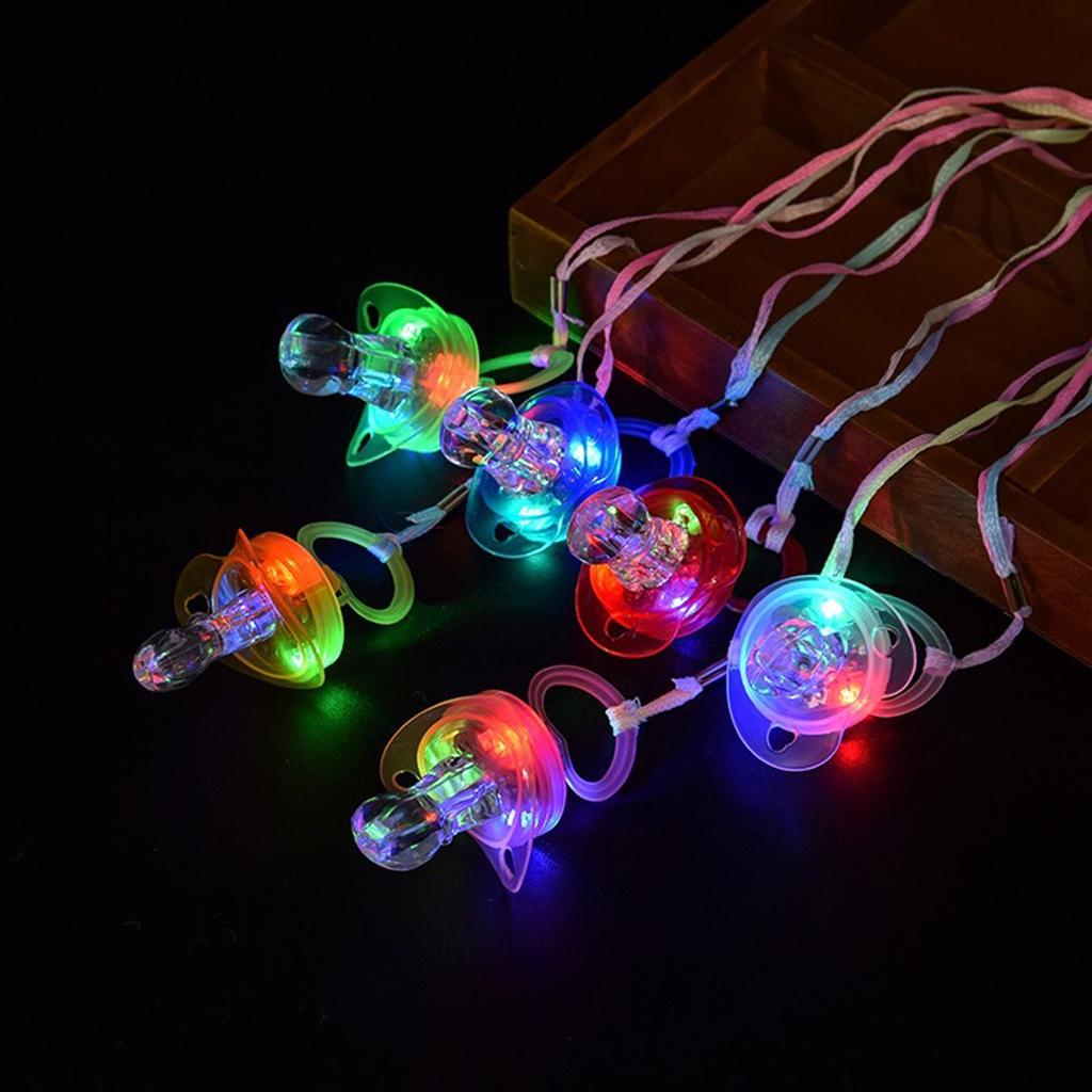 12 Pcs Light Up Pacifiers LED Glow Whistles Party Supplies Flashing Lanyard Party Wave