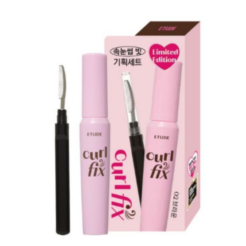 Тушь для ресниц ETUDE Curl Fix 8 г + Набор с расческой для ресниц – Стойкий изгиб, Объем и Четкость, Не смазывается
