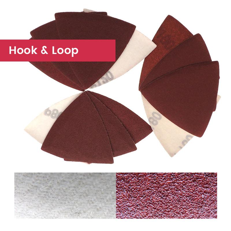 80x80x80mm Triangle Sanding Pads Aluminum Oxide Sanding Sheets Hook and Loop 100-Piece Grit P40~2000 for Oscillating Multi-Tool