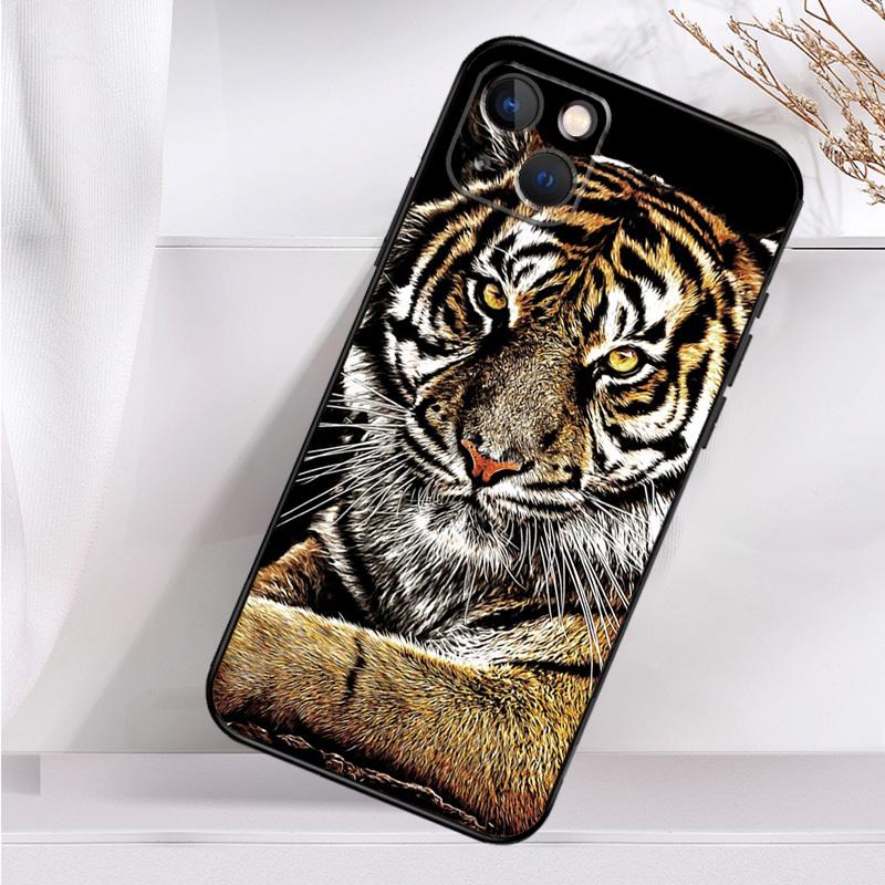 Свирепый Тигр Животное Чехол для Телефона Для iPhone 16 15 14 13 12 11 Pro Max Mini X XR XS Max 7 8 Plus Задняя Крышка