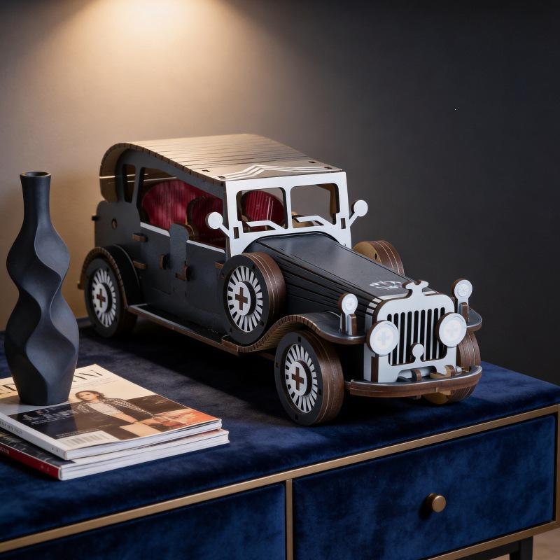 Ручная сборка DIY Деревянная 3D модель классического автомобиля, пазл, орнамент