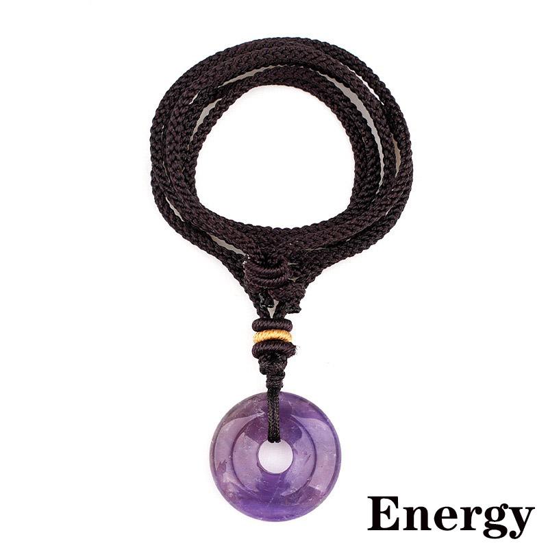 Natural Tiger Eyes Amethyst Stone Necklace Unisex Handmade Braided String Adjustable Positive Energy Healing Neck Accessories