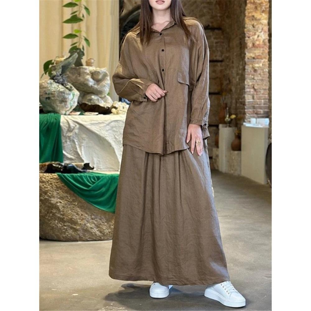 Весенне-осенний женский ретро-комплект из двух предметов с большими лацканами