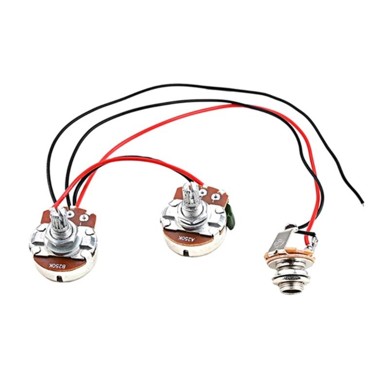 250K 1V1T Jack Комплект wiring harness для бас-гитары Предварительно собранный набор Wiring harness для гитары Запчасти для бас-гитары