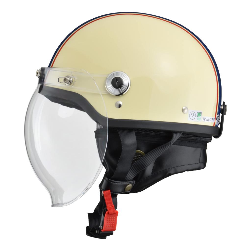 Мотоциклетный шлем Jet CROSS с защитой Bubble Shield цвета слоновой кости и темно-синего цвета, свободный по окружности, чем [Lead Industries] CR-760 - (Голова 57см~менее 60см)