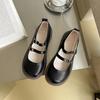 2025 весна и лето новая модель туфли Мэри Джейн на толстом каблуке с мягкой подошвой и круглым носком, дизайн с двойным ремешком с пряжками, модные универсальные женские туфли