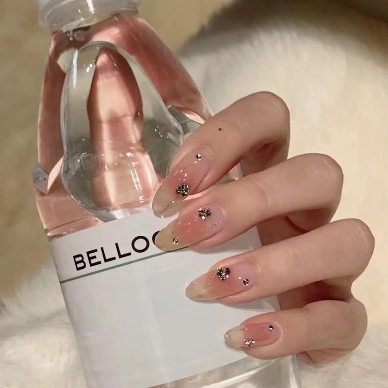 Гелевые типсы Blush Diamond - Носимые, Съемные, Изысканный маникюр в стиле «Звездное небо»