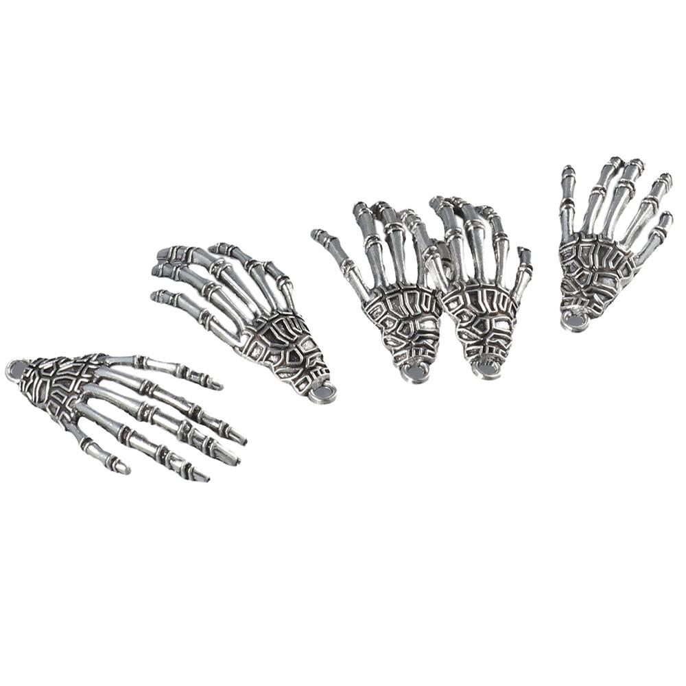 Antique Silver Metal Charms Pendants 30 Pcs Halloween Skeleton Hand Pendants For Earrings