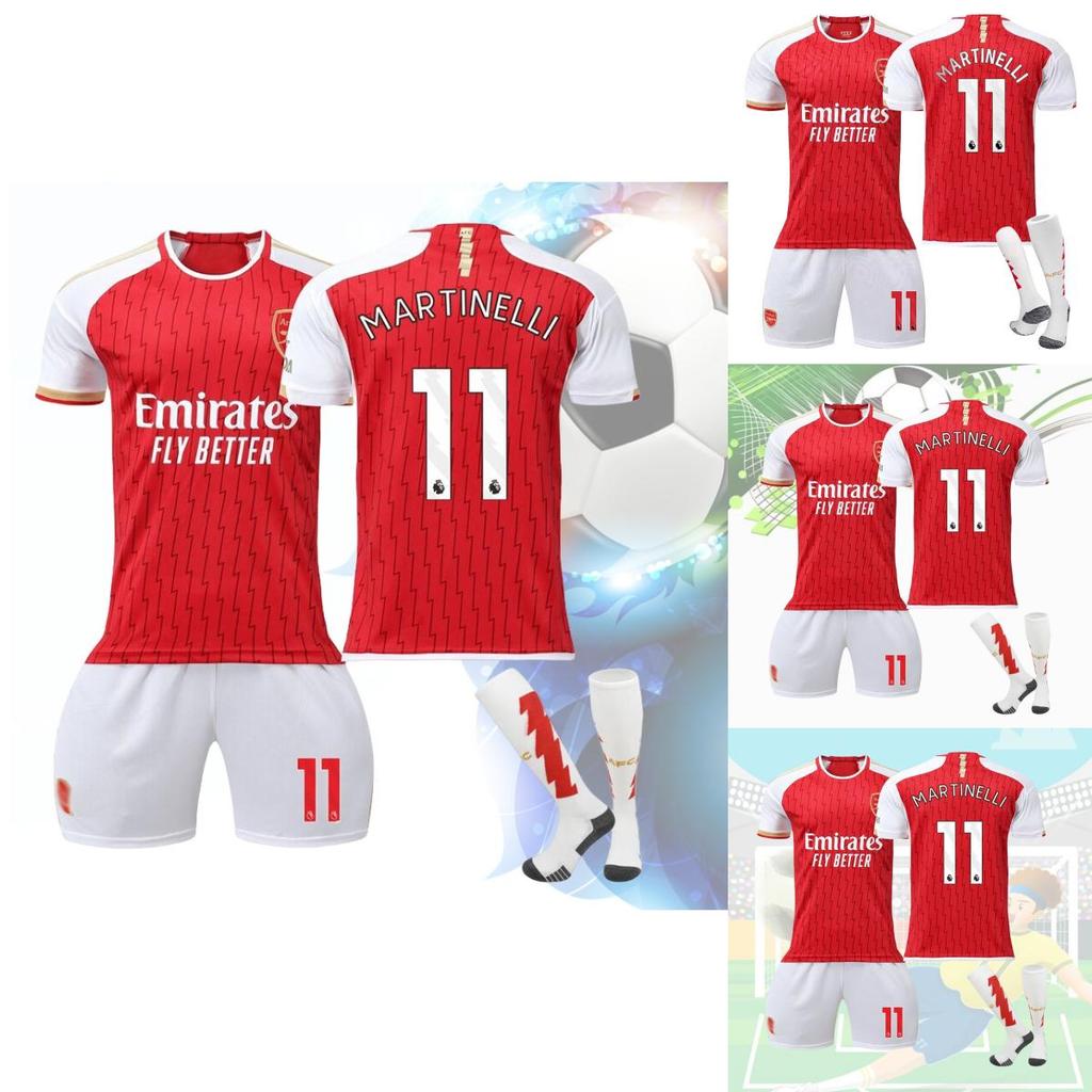 2023-24 Arsenal Home 7 Saka 8 Elneny 9 Jesus 11 Martinelli Football Jersey Sports Apparel For Kids