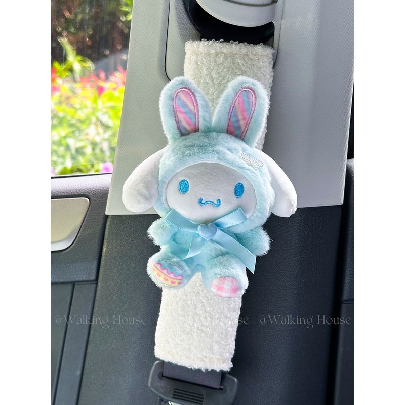 Car Seat Belt Anti-Wear Shoulder Protector, Cute Bunny and Dog Plush Car Interior Decoration Gift