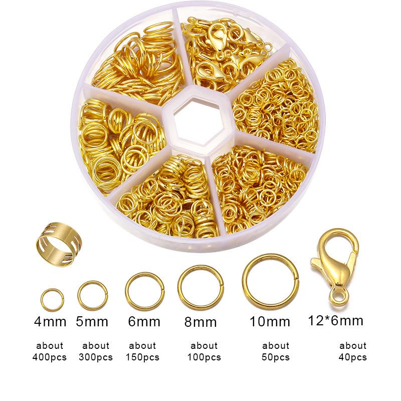 1040 шт. Коробка Железные соединительные кольца для DIY украшений ручной работы - Одинарные / Закрытые кольца