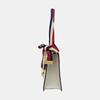 [Pre-Owned] Sylvie Gold Buckle Striped Web Satin Bow Wide Shoulder Strap Leather Handbag - Very Good #AZ25MP