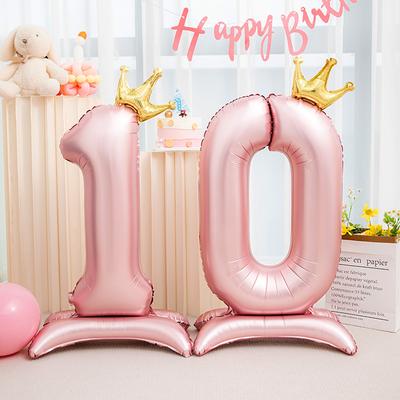 42-дюймовый декоративный розовый алюминиевый фольгированный цифровой воздушный шар с цифрой для украшения дня рождения, принадлежности для девочек на день рождения