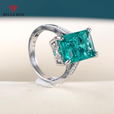 Женские кольца с большим прямоугольным камнем, ярко-зеленый цвет, благородное женское кольцо на палец для вечеринки, модные аксессуары высокого качества