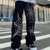 Men's Jeans Korean Version Loose Straight Wide Leg Spider Pants Printing High Street Long Pants Men