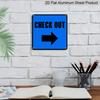 2D Flat 1pc Blue CHECK OUT Right Arrow Metal Wall Hanging Plaque, Rustproof Aluminum Direction Sign, Business Guidance Decor for Shop Salon
