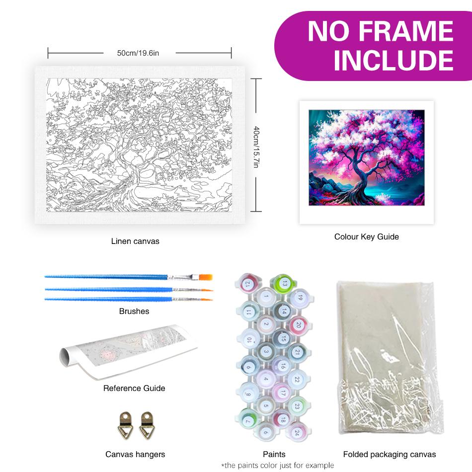 Frame Tree Diy Painting By Numbers Kits For Adults Beginner Landscape Picture With Numbers For Home Decors Gift 40x50cm