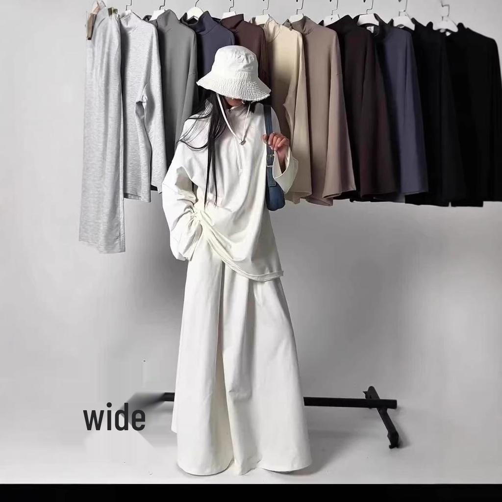 2025 Women's Casual Loose Drapey Half-Zip Top & Skirt Two-Piece Set