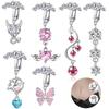 Fake Belly Button Ring Love Wings Butterfly Fake Pendant Belly Piercing Clip On Umbilical Non Navel Fake Pircing Earring Clip