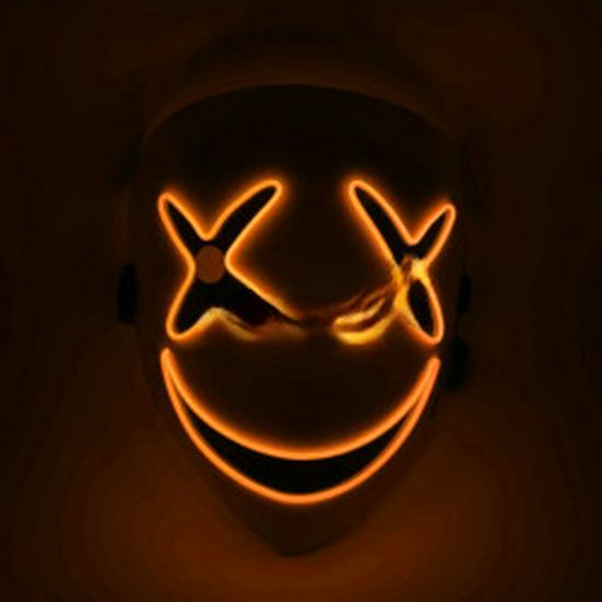 Светодиодная светящаяся черная пуля-улыбка призрачный клоун полнолицевая маска на Хэллоуин