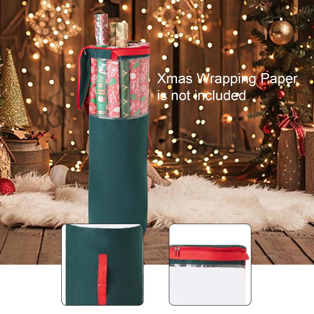 Wrapping Paper Storage Bag Christmas Wrapping Paper Holder Gift Wrapping Organizer for Christmas, Birthday, Halloween, Under Bed