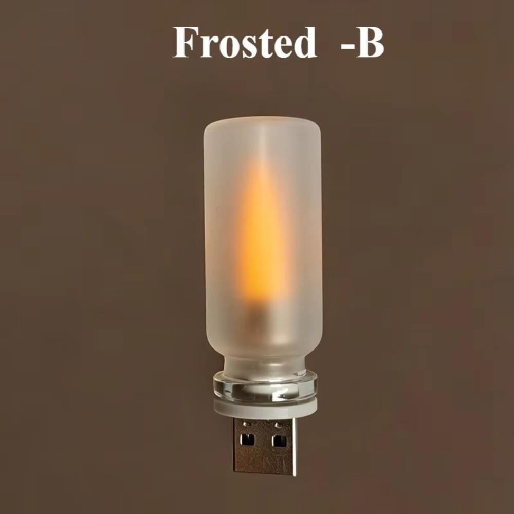 Glass LED Flame Lamp Warm Light Simulated Candle Light New USB Atmosphere Light Home Room Decor