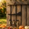 Outdoor Wind Chime Halloween Witch Broom Chime, Holiday Party Decorative Hanging Garden Decor Metal Bell for Indoor Patio Porch Festive