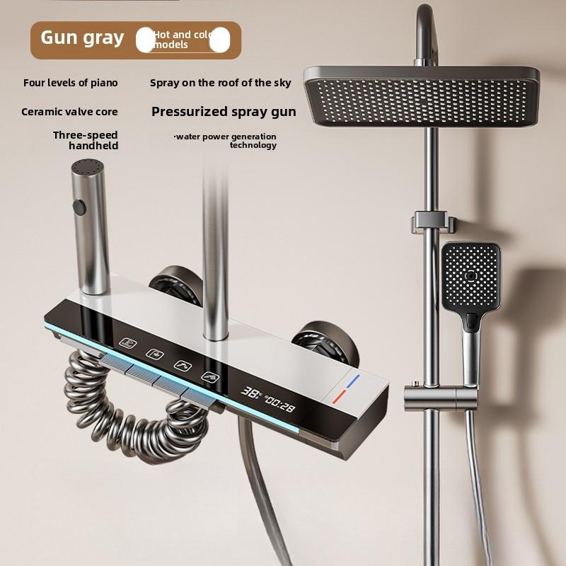 Душевой набор 4 в 1 из нержавеющей стали, в виде клавиш пианино, система душа с умным контролем температуры, бытовой душевой набор для ванной комнаты