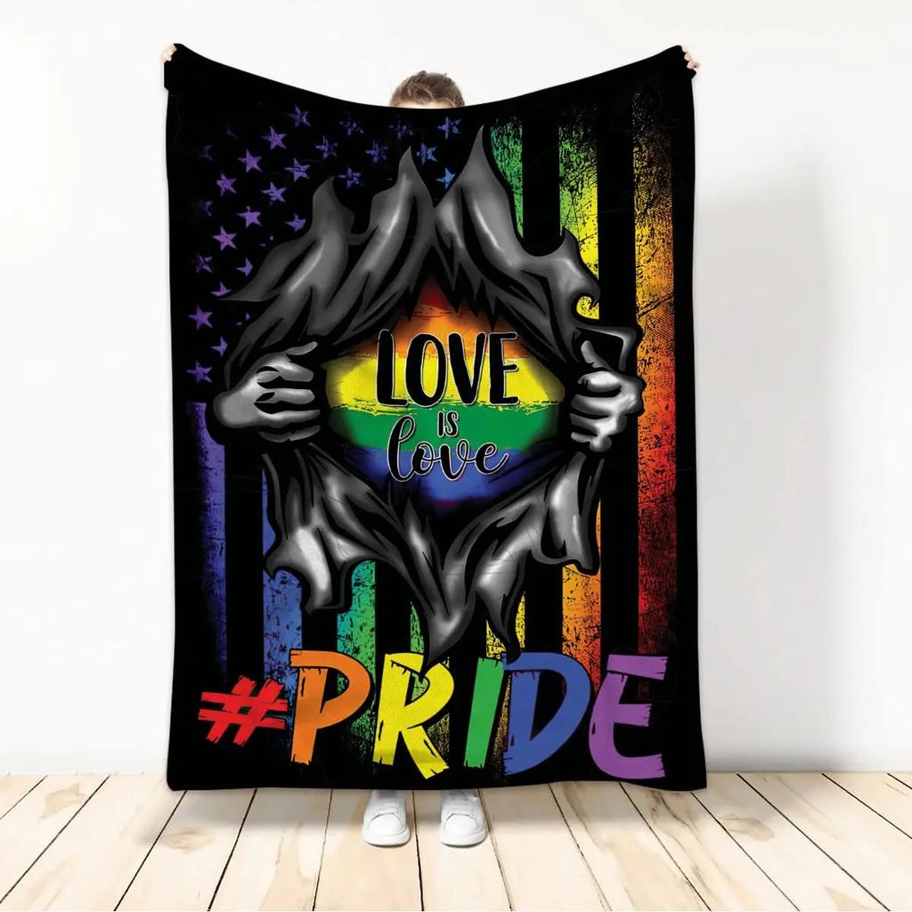 Throw Blankets LGBT Gay Pride Lesbian Rainbow Flannel Blanket for Couch Sofa Blankets Large Bedding Gifts for Christmas New Year