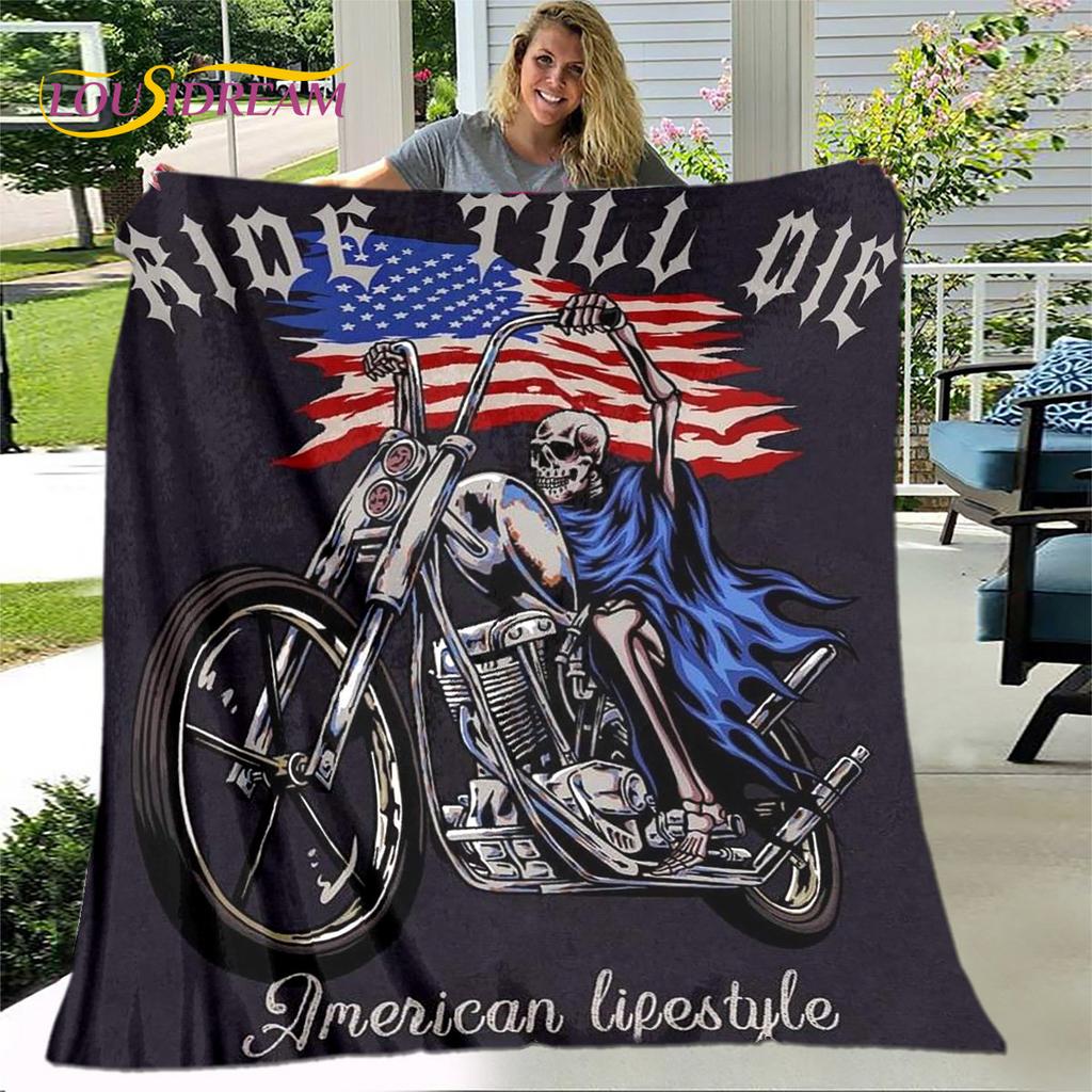 3D Retro Vintage Motorcycle Soft Plush Blanket,Flannel Blanket Throw Blanket for Living Room Bedroom Bed Sofa Picnic Cover Gift
