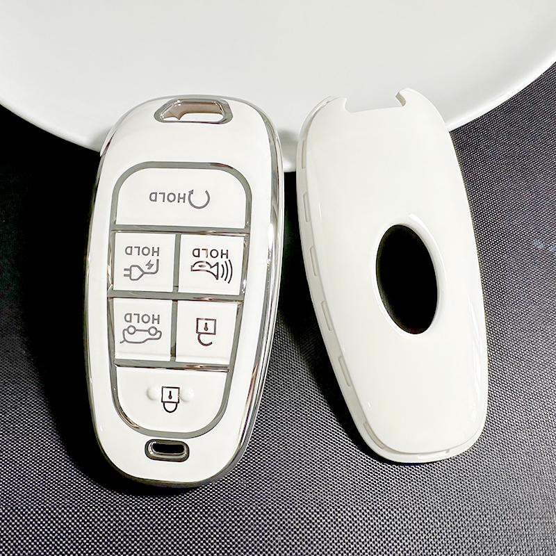 Новый серебристый чехол для ключа автомобиля с 6 кнопками для Hyundai Santa Fe Tucson 2022 NEXO NX4 Ioniq 5 Atos Prime Solaris 2021 Автоаксессуары