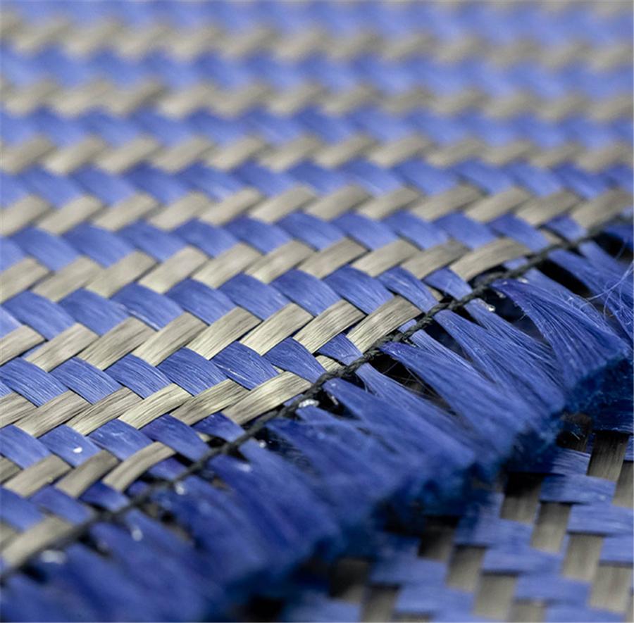 Ткань 100% Настоящее Углеродное Волокно 12"× 60" 3K 220 г/м² Твил 2x2 Плетение Сотовая Гибридная Ткань Углерод/Кевлар Синий&Черный