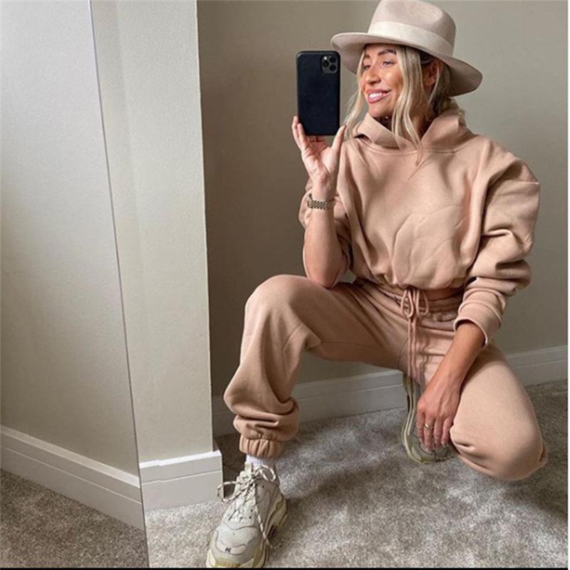 2Pcs/Set Sport Casual Outfit Fall Clothes for Women Sweatshirt Jumper Top Sweatpants Sets Tracksuit