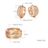 Kinel Vintage Rose Gold Color Hoop Earrings And Ring Sets Natural Zircon Jewelry Set