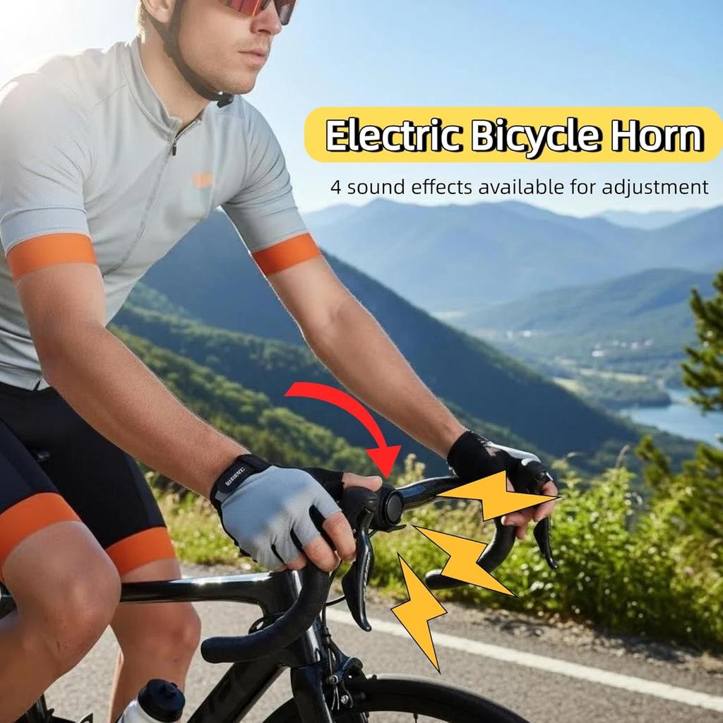 Electronic Bike Horn 120DB Fish - Shaped Mountain Bike Bells for Adults, Road Bicycle Bell with 4 Sound Modes and Waterproof,Fits 22.2-31.8mm