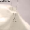 Shiny Zircon Double Circle Pendant Necklace For Women Simple Clavicle Chain Accessories Gift