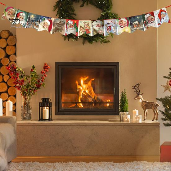 200 СМ Рождественский Баннер Бумага Санта Лось Дерево Многоразовый Праздник Крытый Открытый Рождественский Настенный Флаг Бантинг Гирлянда Украшения Подвеска Фестиваль Подарок