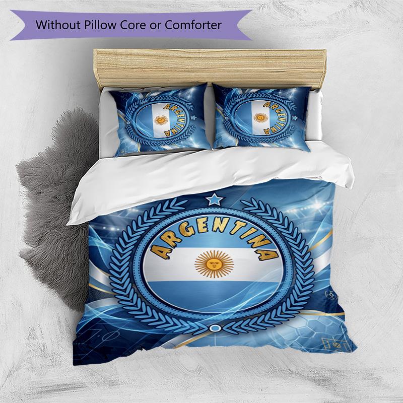 Argentina Football Printed Bedding 3 Piece Set Cozy Breathable Bed Cover Set as Housewarming Holiday Gift