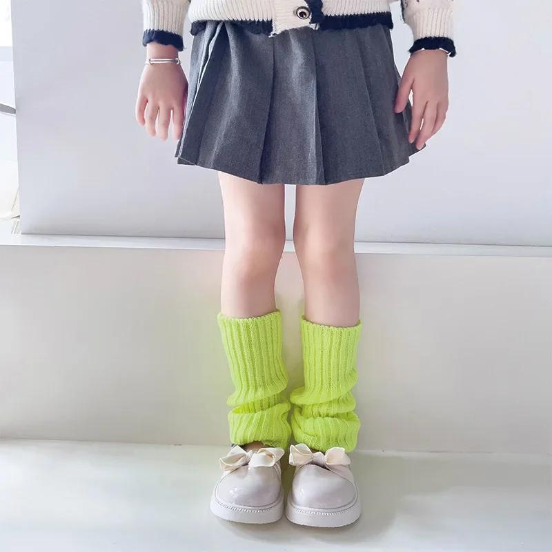 19 Стилей Конфетных Цветов Корейские Милые Детские Гетры Вязаные Чехлы для Ног Детские Девочки Однотонные Эластичные Гольфы-Трубы Осенне-Зимние