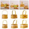 Brown Handheld Woven Flower Basket with Handle Braid Baskets Gift Storage Basket