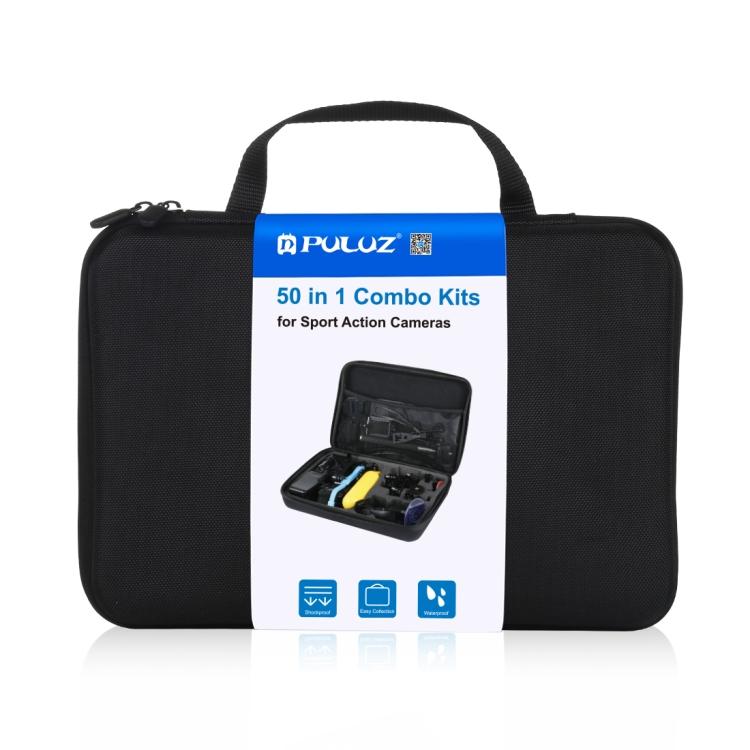 PULUZ 50 в 1 Комплекты аксессуаров Total Ultimate Combo с кейсом из EVA для GoPro, Insta360, DJI и других экшн-камер