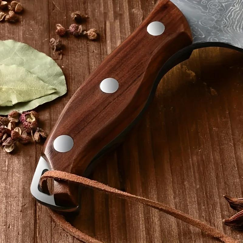 Нож для разделки мяса PLYS с ножнами, Острый нож из высокоуглеродистой стали для улицы для мяса и фруктов, Портативный нож для разделки мяса