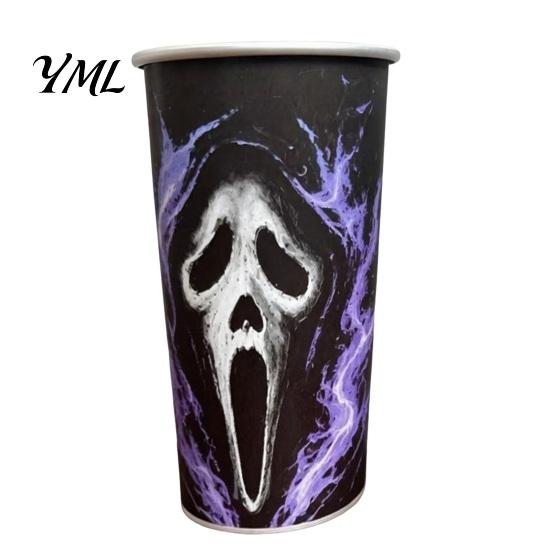 Gothic Style Metal Water Cup Thermochromic Color-Changing Cup, Horror Theme Cold Drink Spooky Prison Hand Design Mug Tumbler, Wide Mouth for Halloween