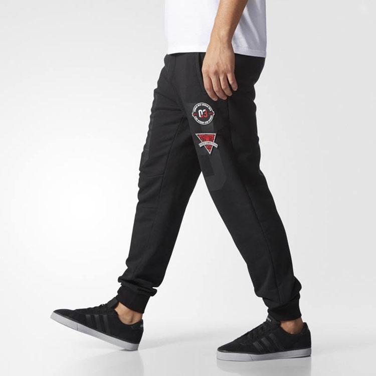 Adidas Неоэластичные мужские джоггеры с высокой талией и вышивкой логотипа на манжетах, черные AY9693